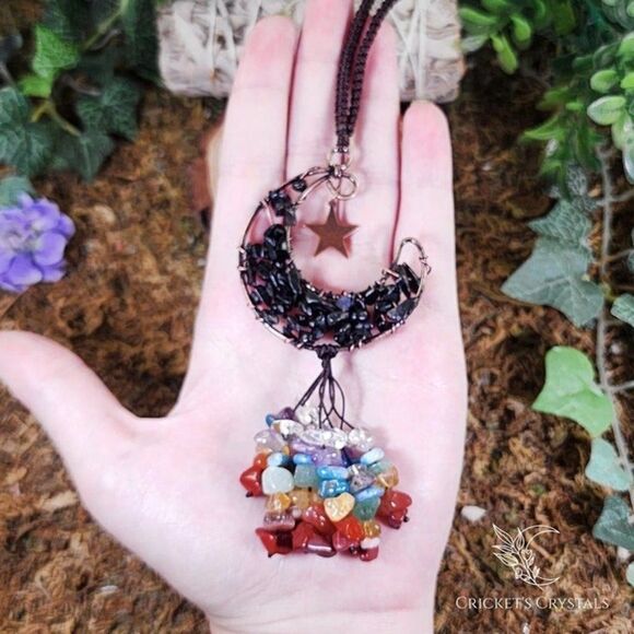 Handmade Obsidian Crystal Moon Décor #5 - Picture 2 of 3